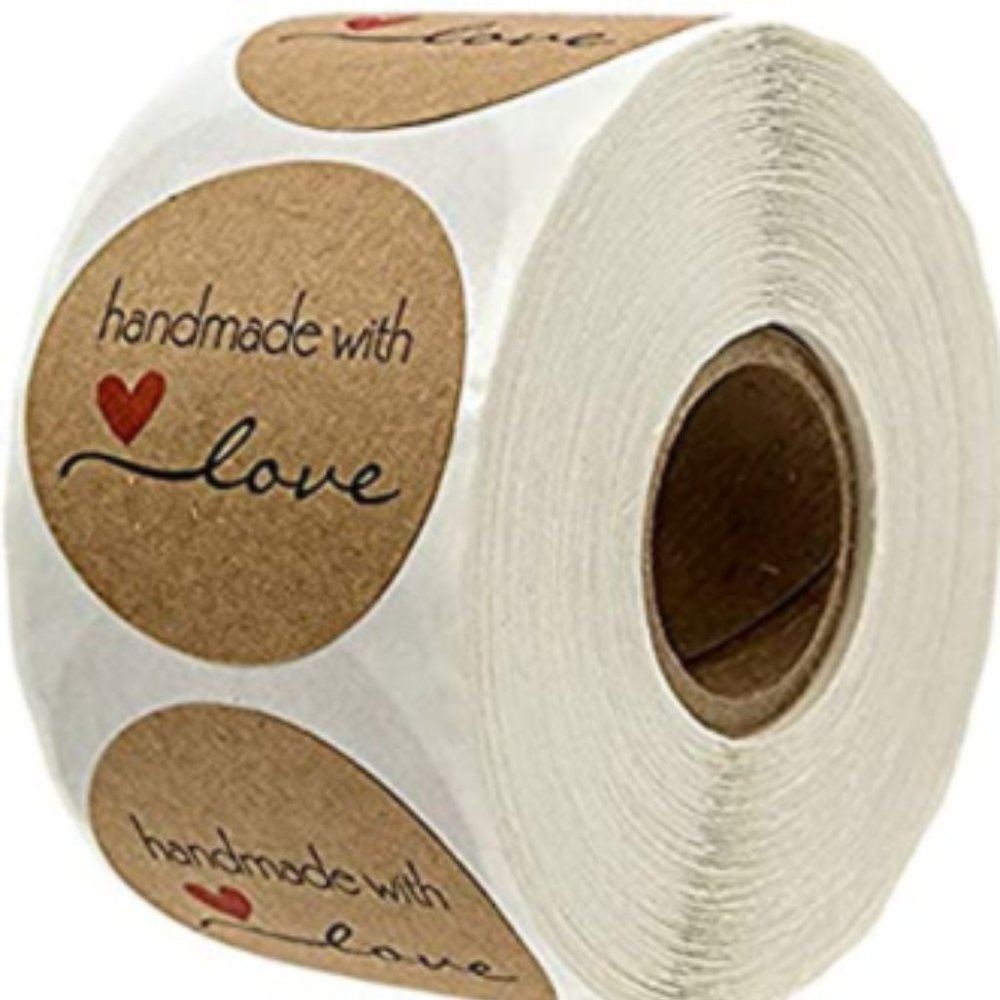 NEW 100 "HANDMADE WITH LOVE" 1"★ Shipping Mail Office ★THANK YOU Stickers - Picture 4 of 4